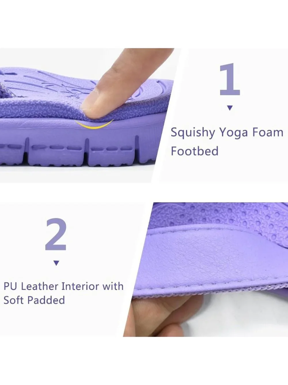 Women's Purple Flip Flops Lightweight Cushion Summer Beach Sandals Casual